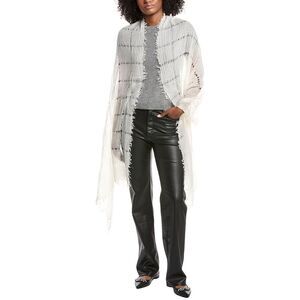 Forte Cashmere Open Weave Shawl, White